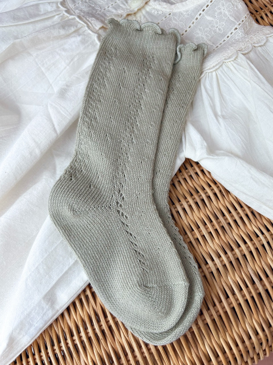 Moss Lettuce Edge Openwork Socks image 2