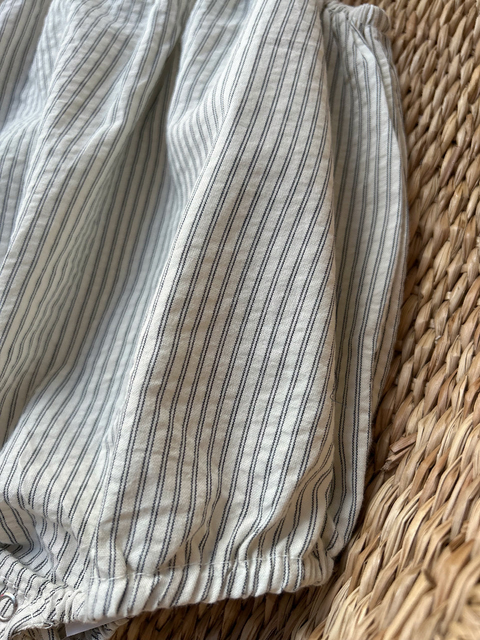 NEUTRAL STRIPE COTTON ROMPER - BLUE