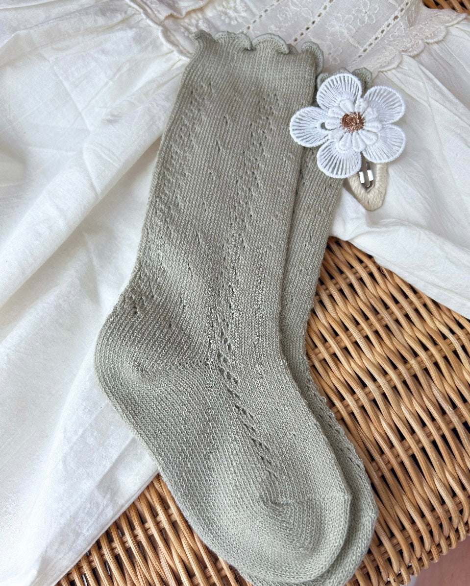 Moss Lettuce Edge Openwork Socks image 0
