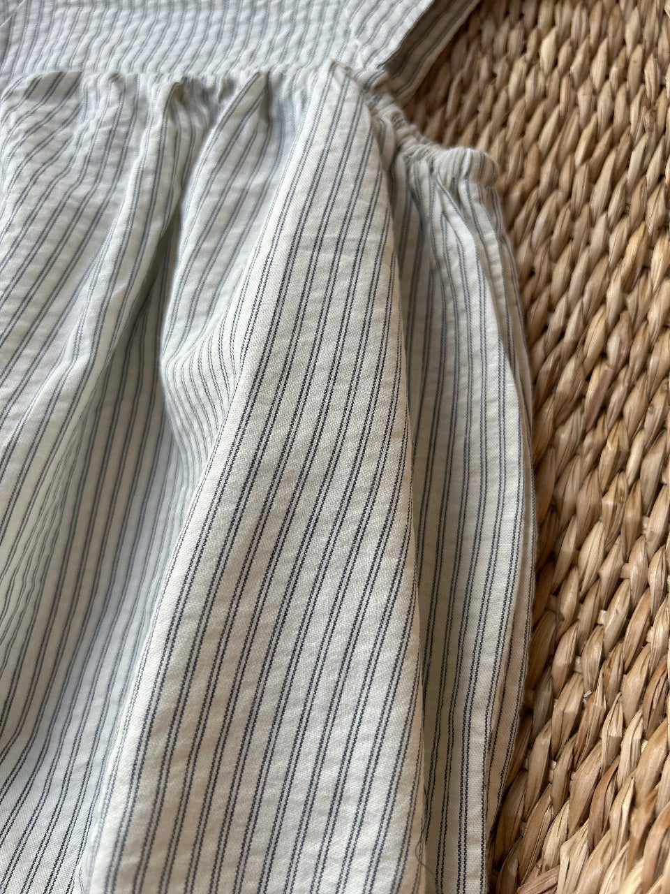 NEUTRAL STRIPE COTTON ROMPER - BLUE