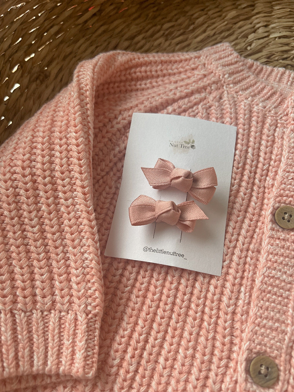 PETIT SILK RIBBON BOW SET - PINK