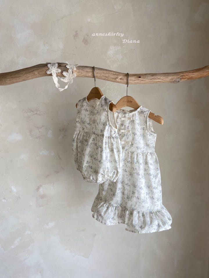Ditsy Floral Print Cotton Bow Romper - Anne Shirley image 1