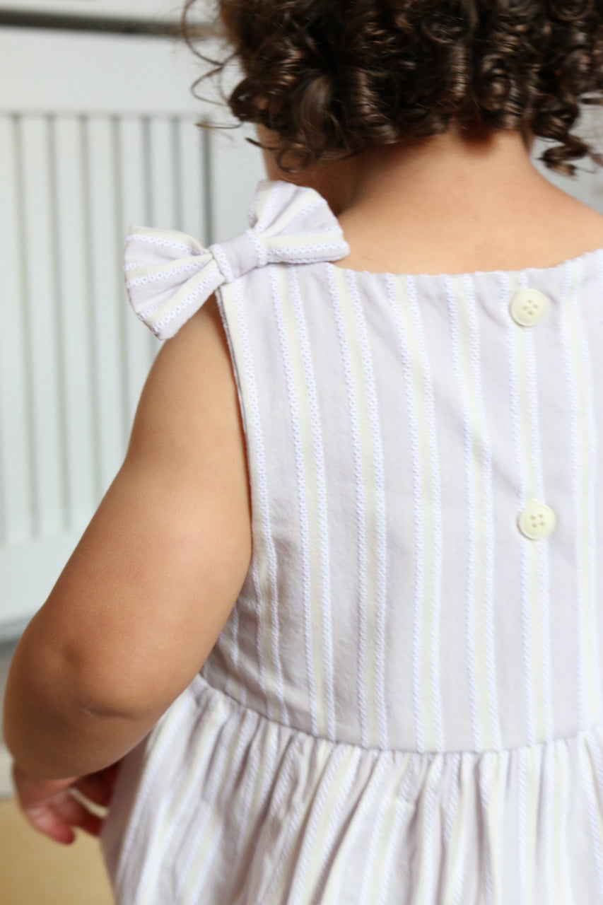 LAVENDER BOW STRIPE ROMPER