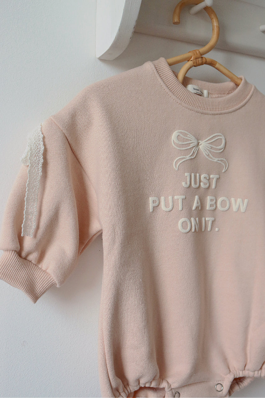 JERSEY BOW ROMPER - DUSKY PINK