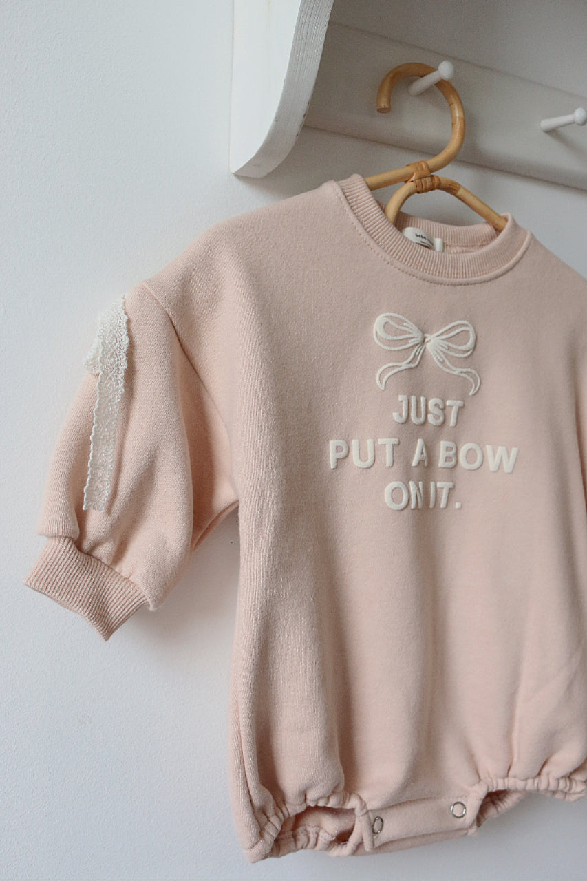 JERSEY BOW ROMPER - DUSKY PINK