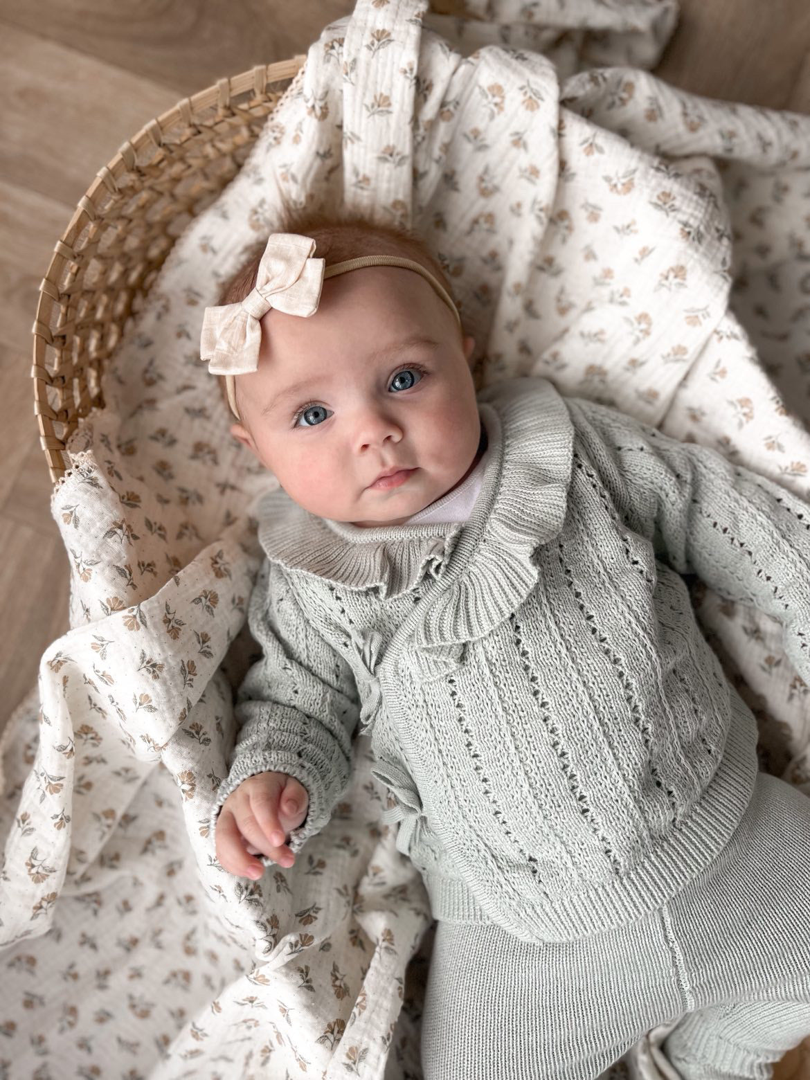 DUSKY SAGE SOFT KNIT BOW WRAP TWO PIECE