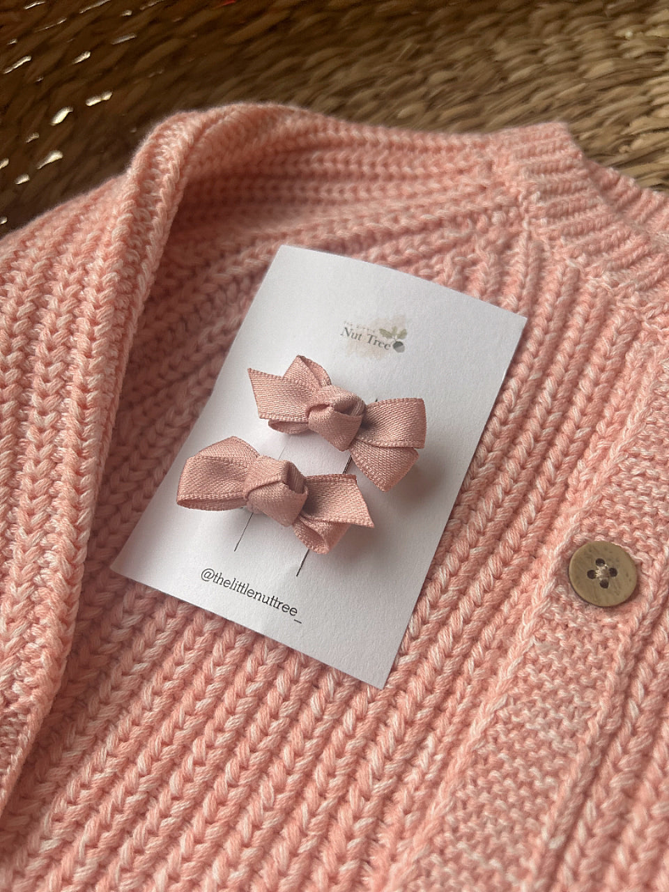 PETIT SILK RIBBON BOW SET - PINK