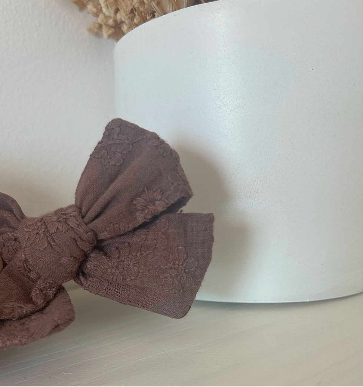Chocolate Embroidery Pigtail Bows image 3