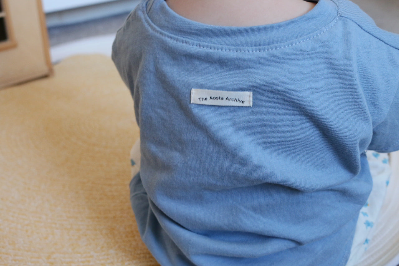 BOXY STYLE LINEN T-SHIRT - BLUE DUSK