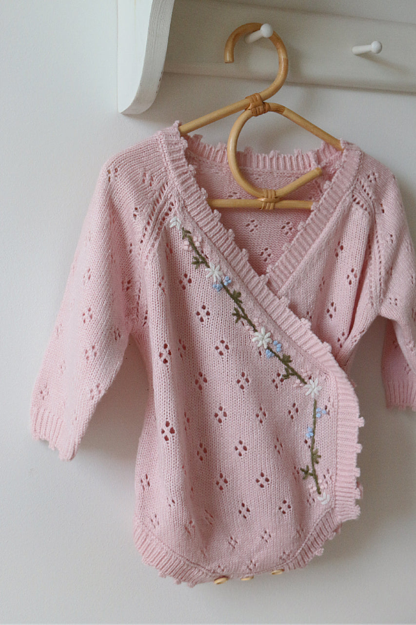 Floral Embroidery Pointelle Wrap Romper image 5