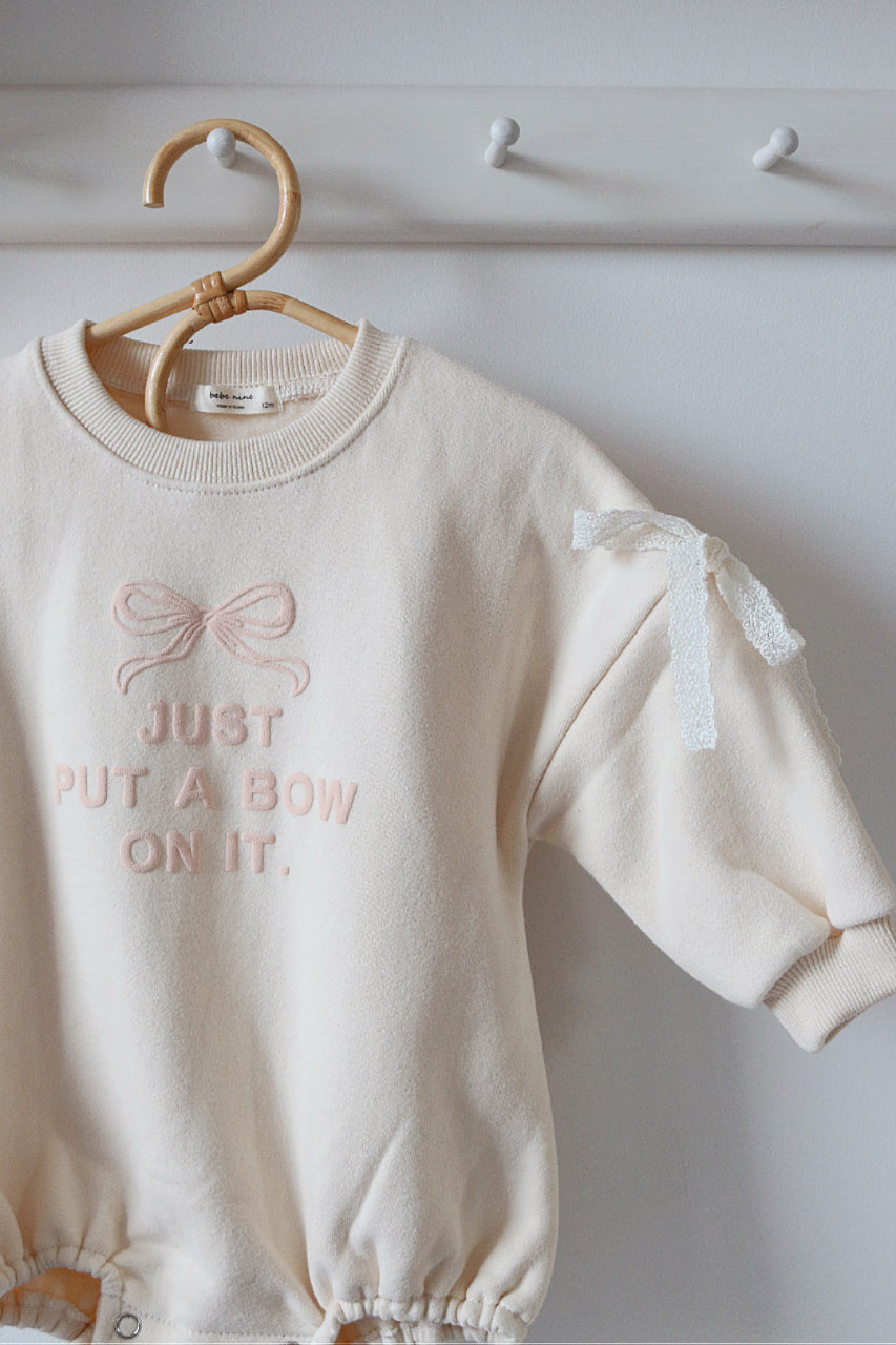 JERSEY BOW ROMPER - SOFT IVORY
