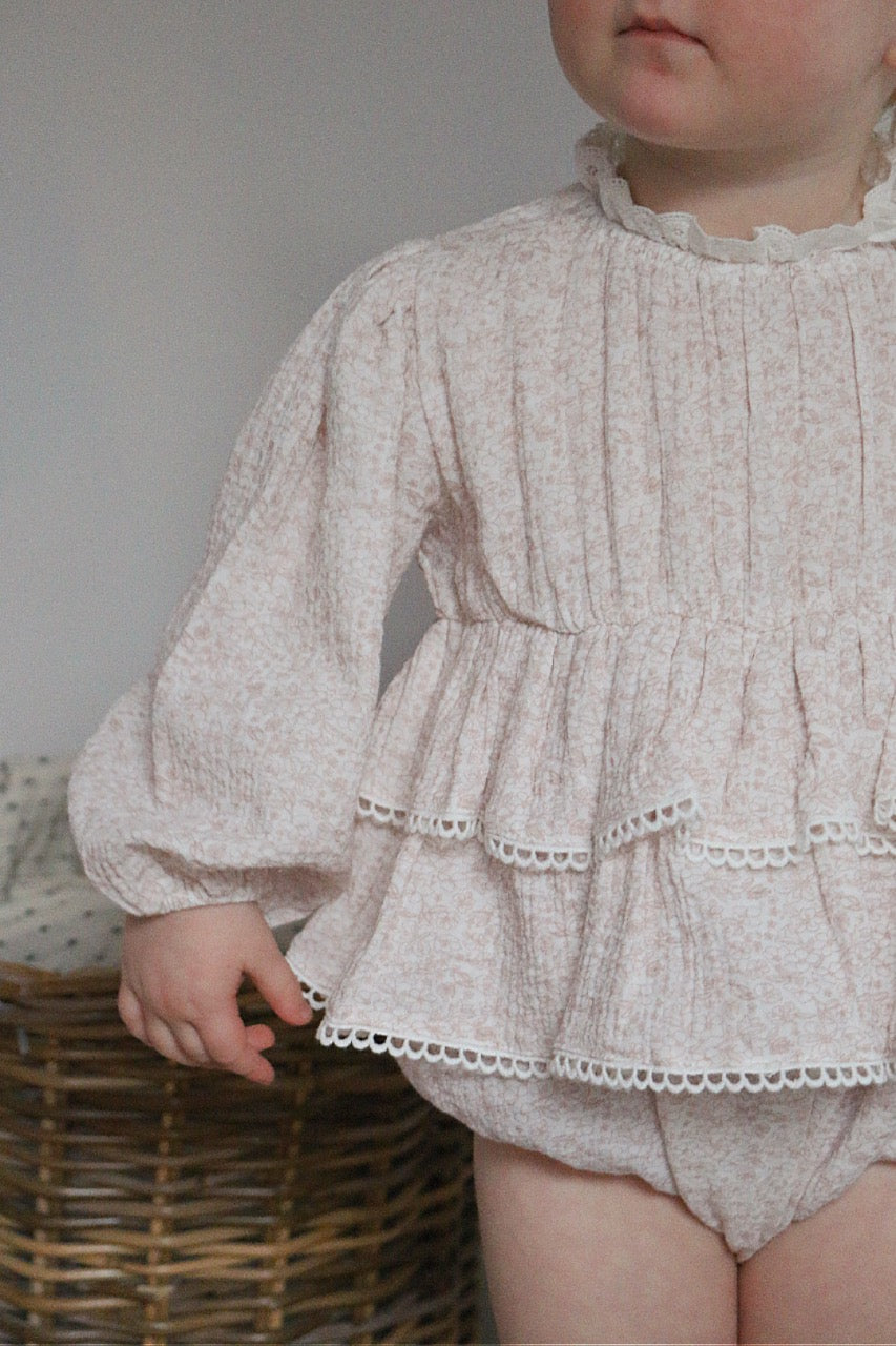 Dainty Bloom Muslin Cotton Ruffle Romper image 1