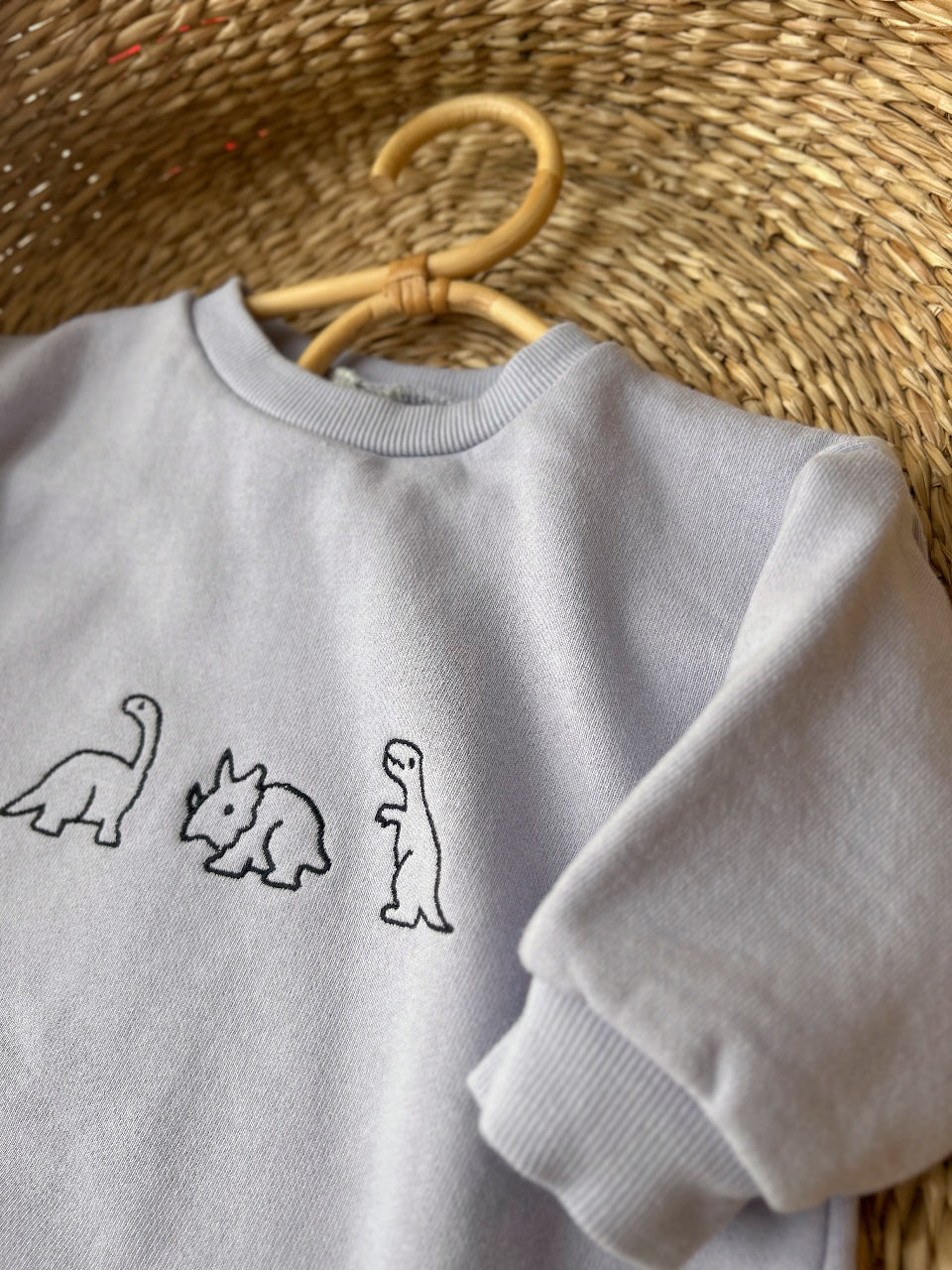 DINOSAUR EMBROIDERED JERSERY ROMPER