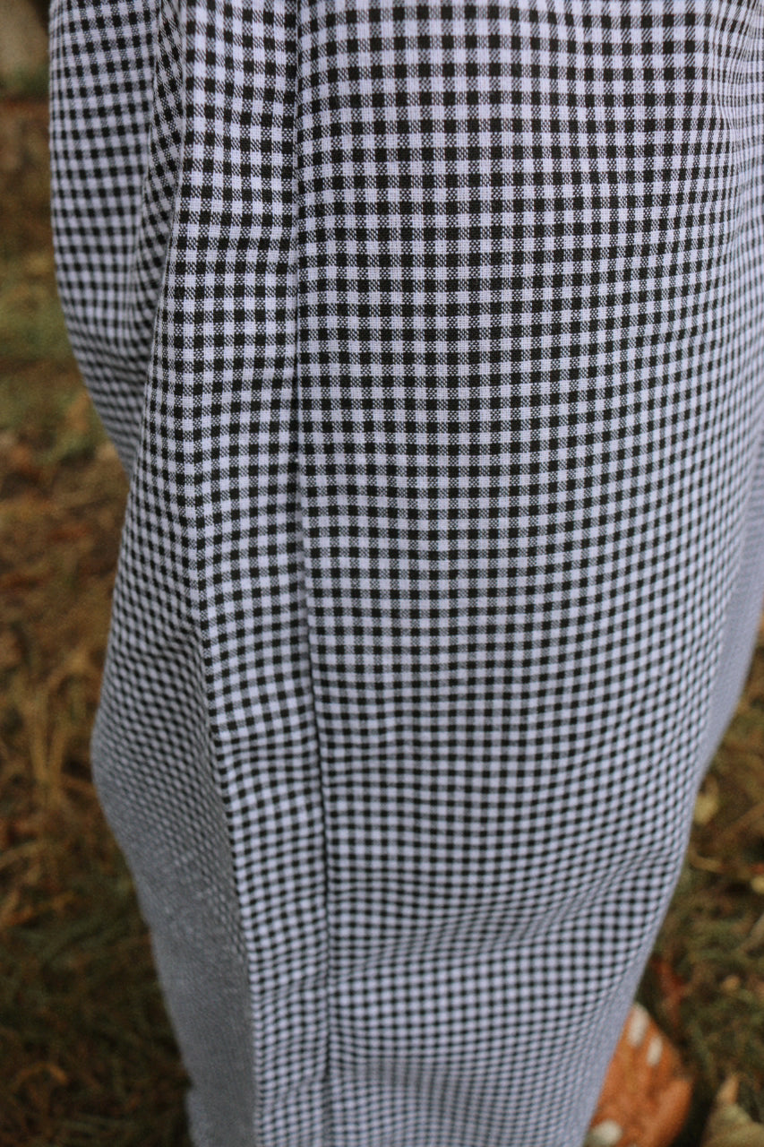 GINGHAM WIDE LEG FRILLED TROUSERS