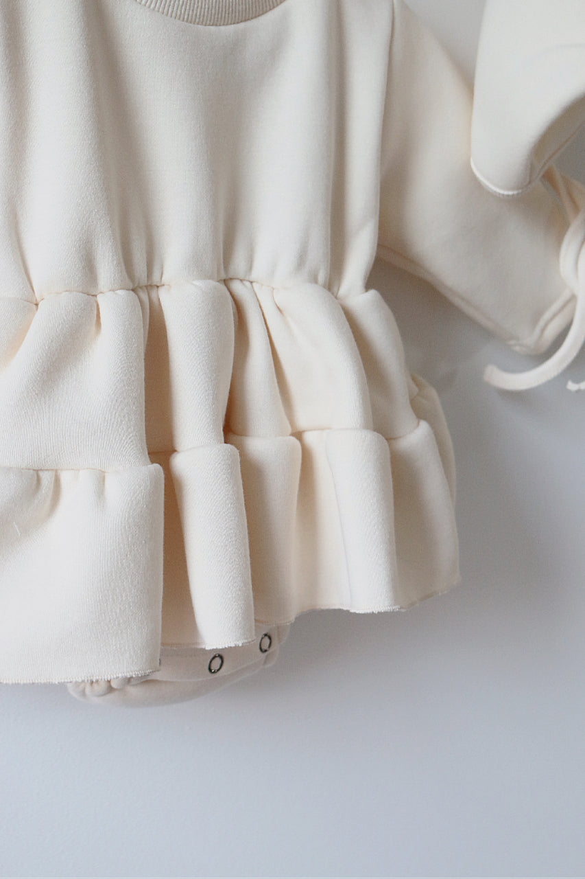 CAN CAN RUFFLE ROMPER WITH BONNET