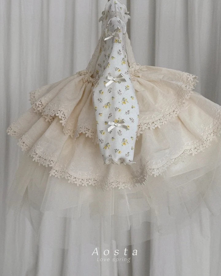 DITSY FLORAL COTTON FRILL DRESS WITH TULLE SKIRT