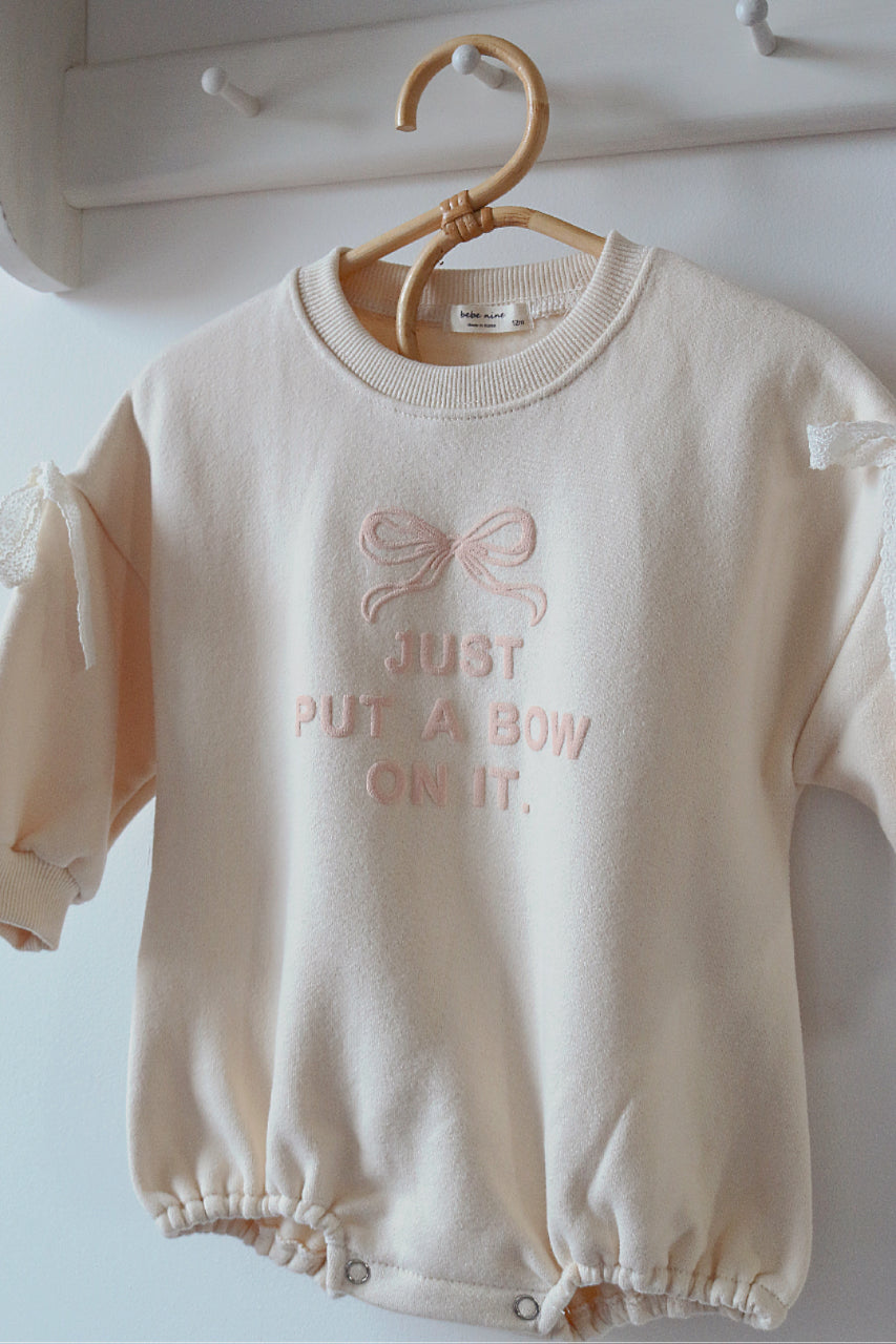 JERSEY BOW ROMPER - SOFT IVORY