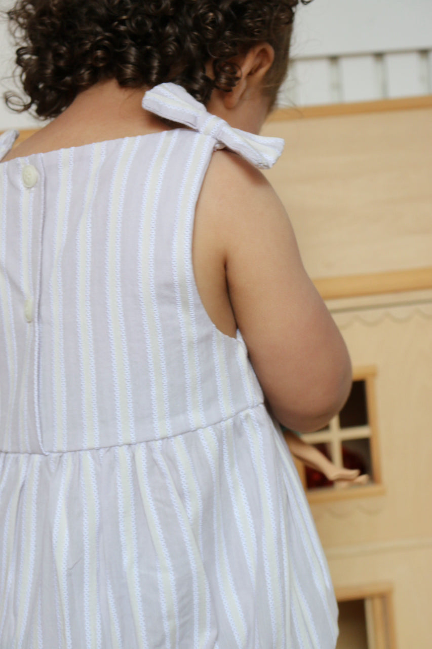 LAVENDER BOW STRIPE ROMPER