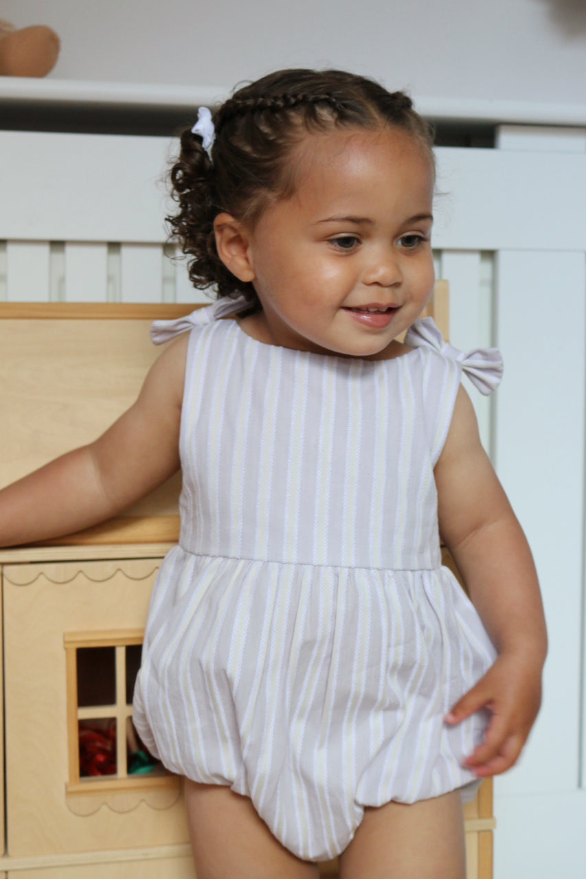 LAVENDER BOW STRIPE ROMPER