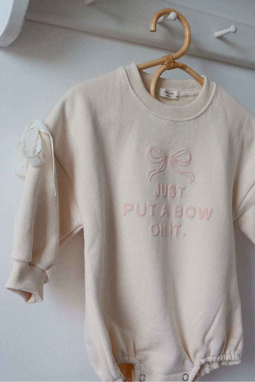JERSEY BOW ROMPER - SOFT IVORY