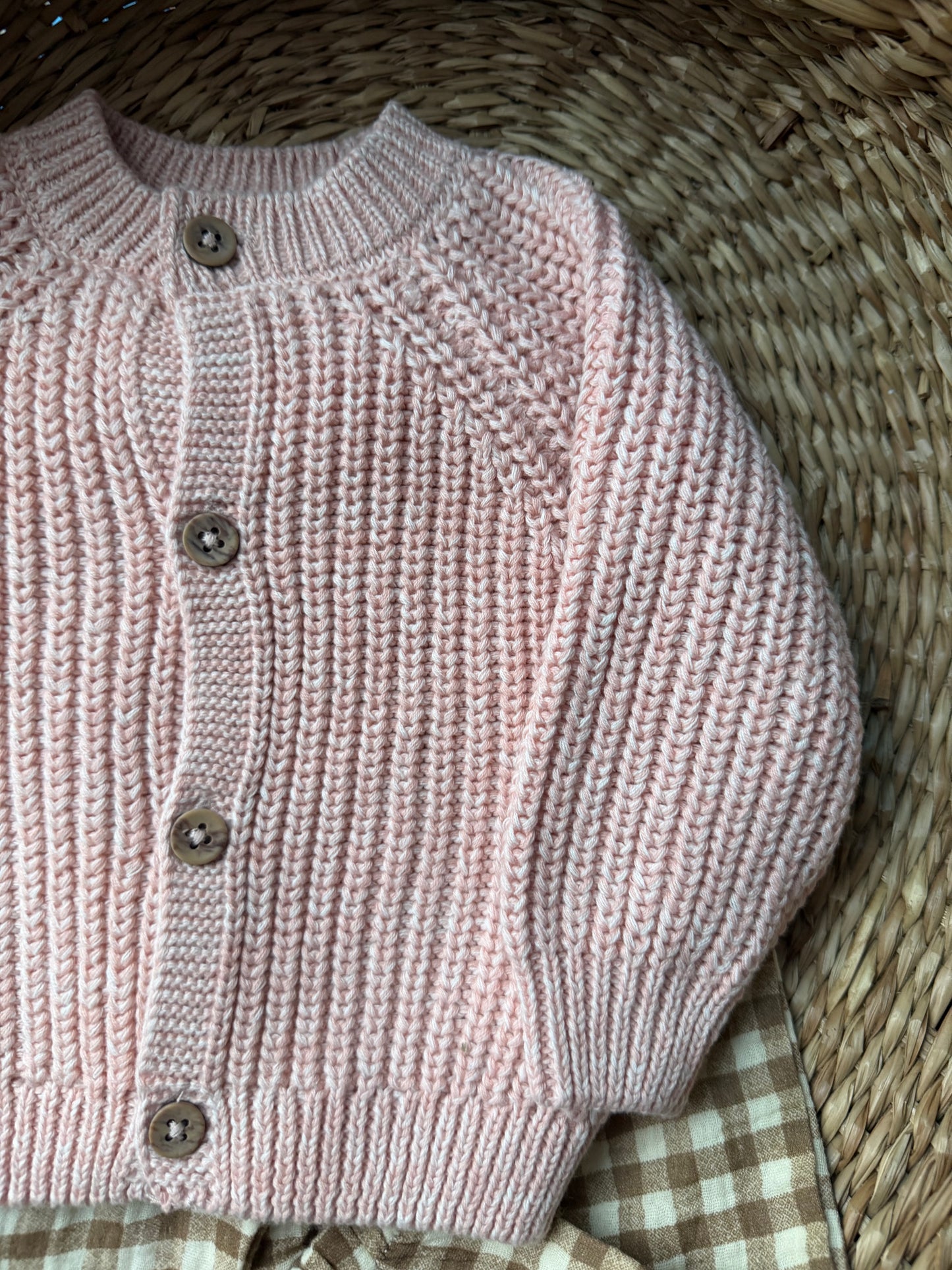 'HELLO' ULTRA SOFT ROSE COTTON CARDIGAN