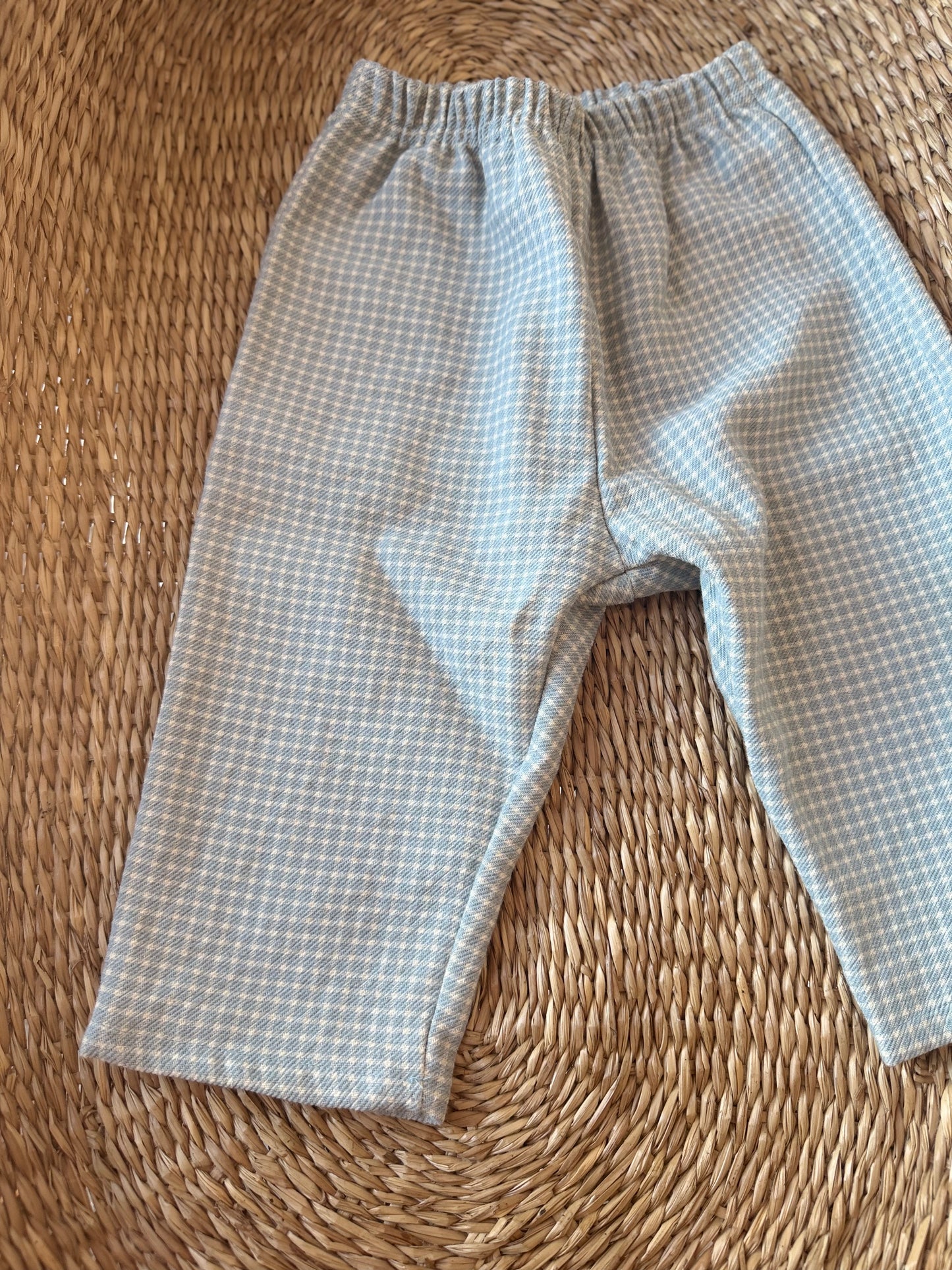 BLUE & CREAM GINGHAM COTTON LOOSE TROUSERS