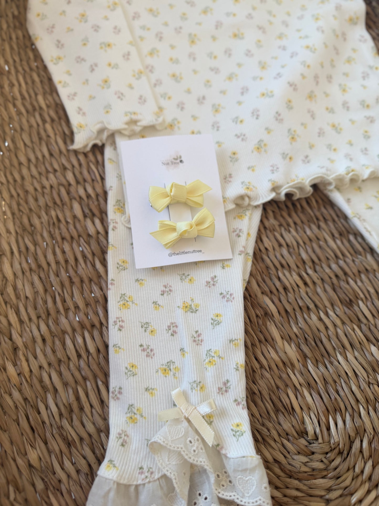 PETIT SILK RIBBON BOW SET - LEMON