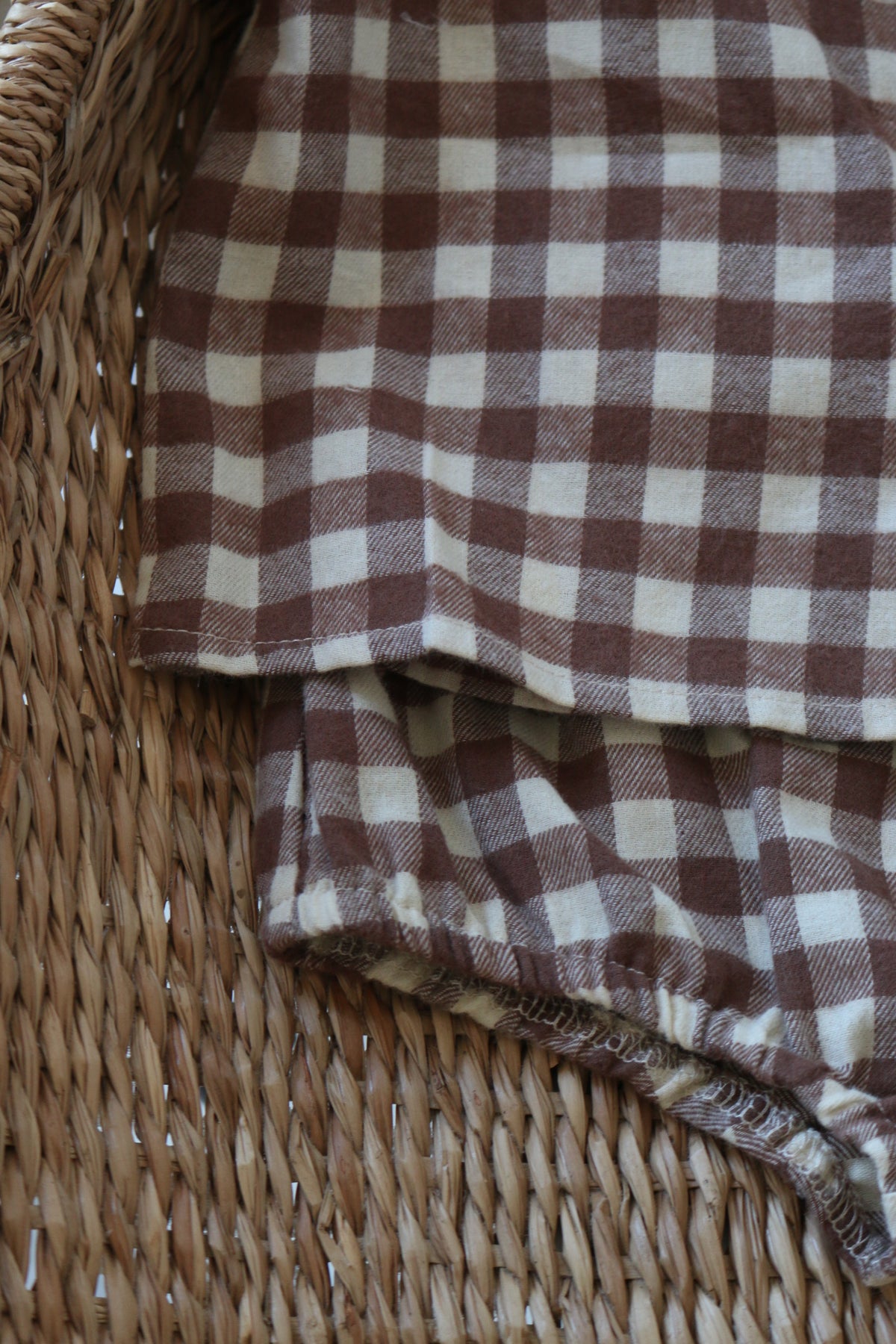 BRUSHED COTTON GINGHAM BLOUSE & BLOOMER SET | CHOCOLATE