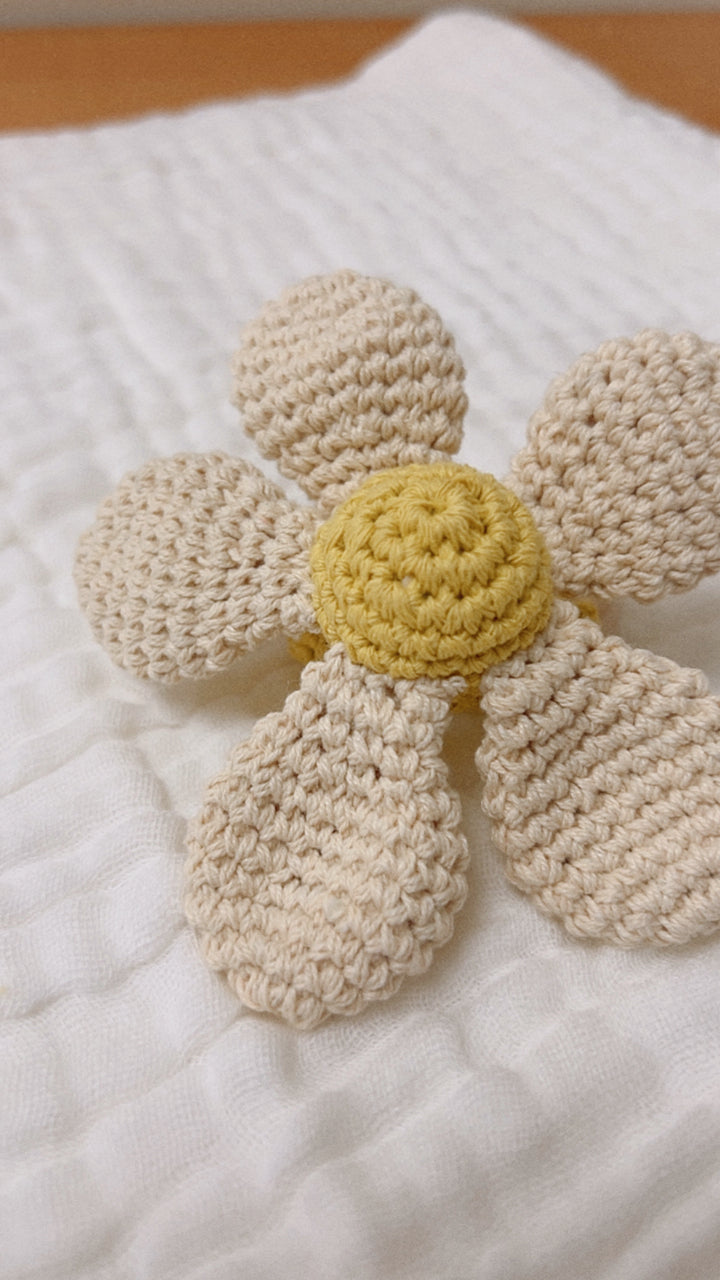 Daisy Crochet Baby Rattle Cream/Yellow image 5