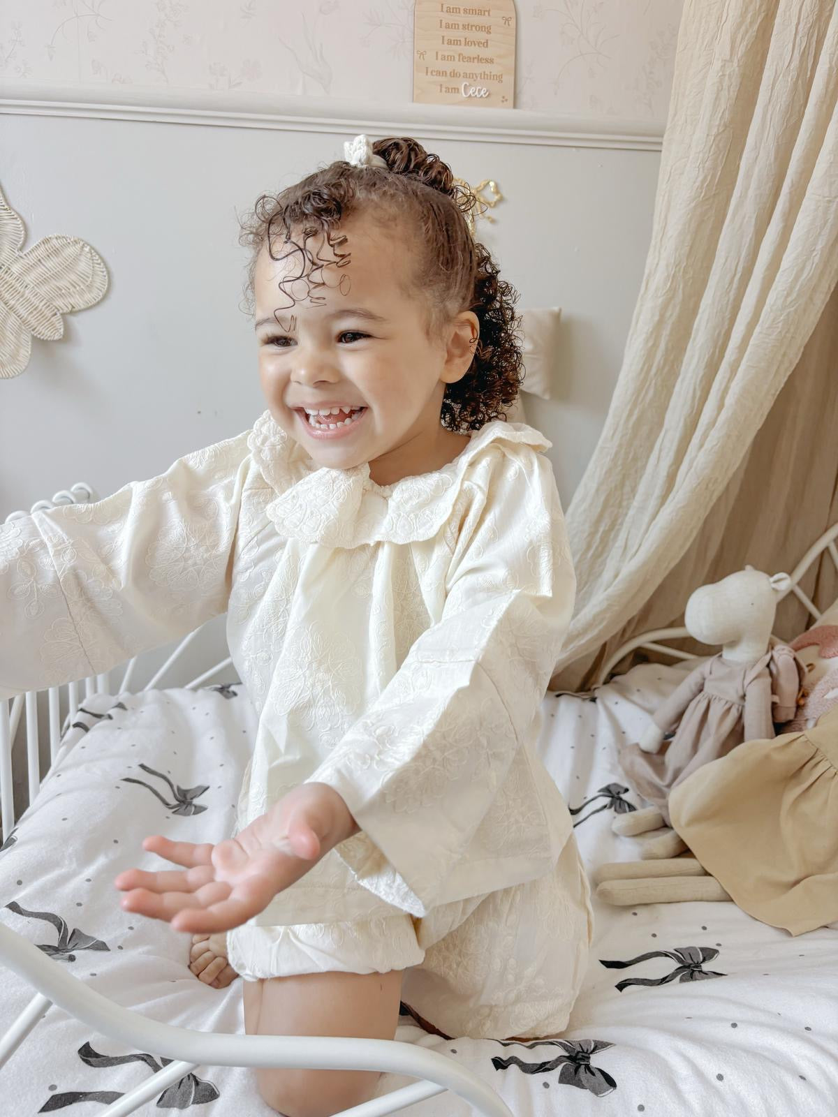 FLORAL BRODERIE COTTON BLOUSE & BLOOMER