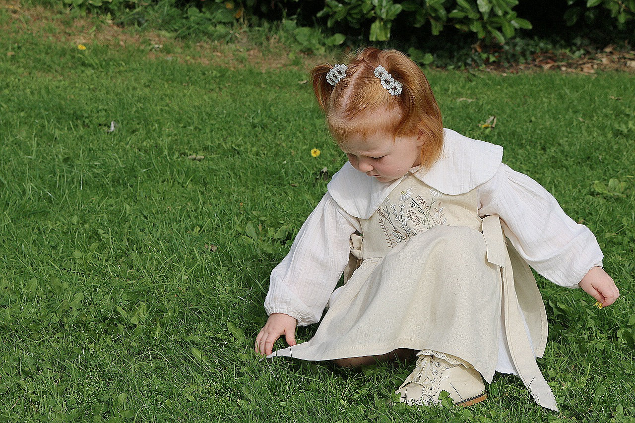 Embroidery Floral Linen Pinafore image 0