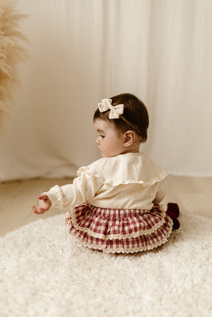 RED CREAM COTTON FRILLED BLOOMERS
