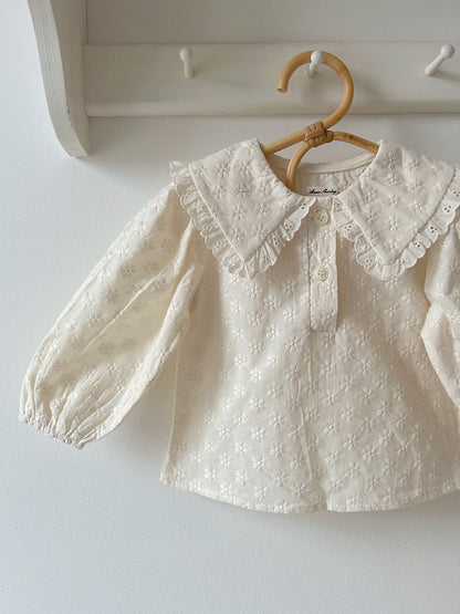 BRODERIE CREAM COTTON BLOUSE