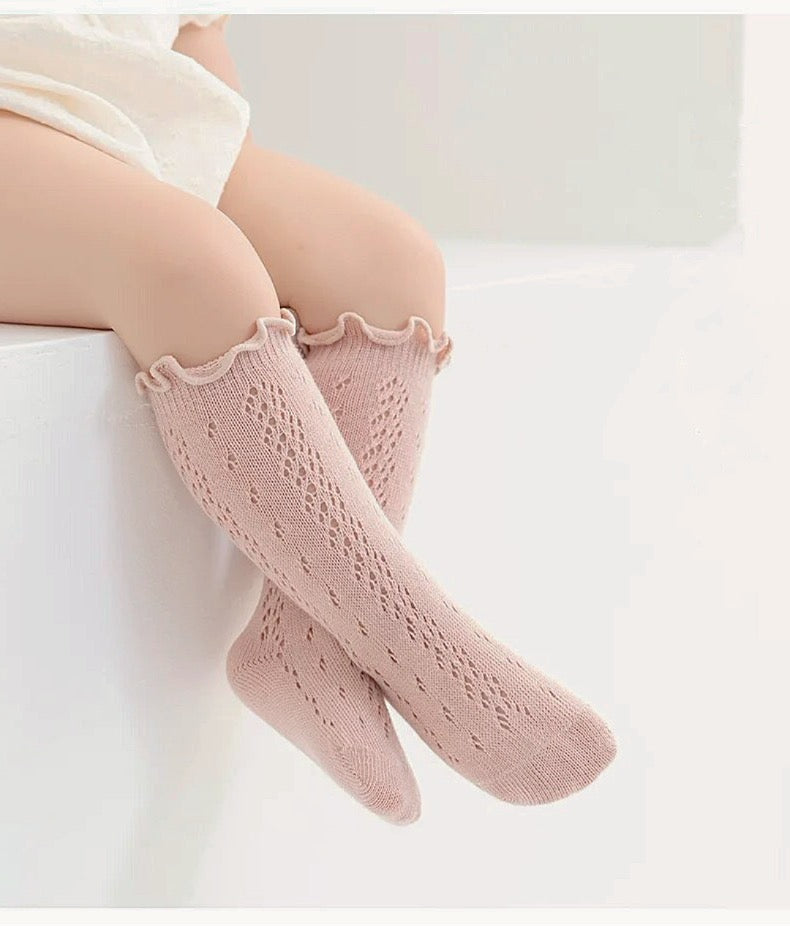 Rose Lettuce Edge Openwork Socks image 0