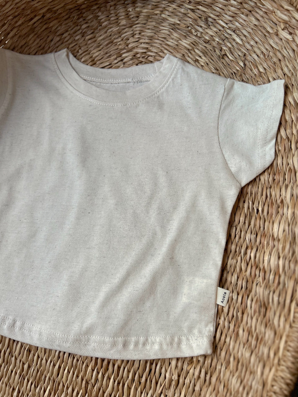 BOXY STYLE LINEN T-SHIRT - OATMEAL