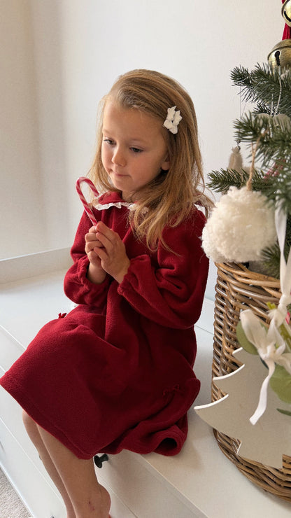HOLLY BERRY FLEECE TIERED DRESS