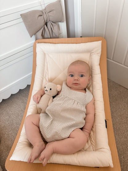 NEUTRAL STRIPE COTTON ROMPER - BLUE