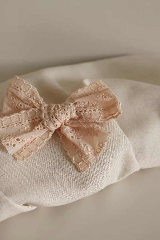 BRODERIE COTTON BOW - APRICOT