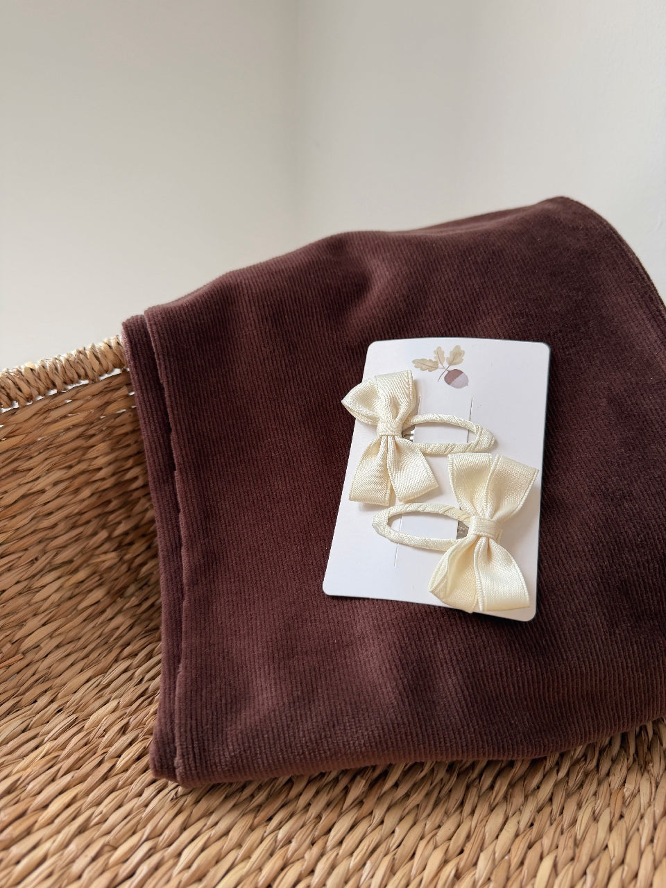 SATIN BOW PIGTAIL SET - CHAMPAGNE