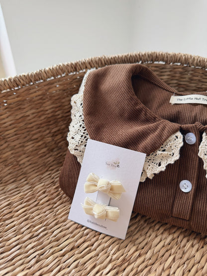 VELVET PETIT BOW SET - CREAM CUP