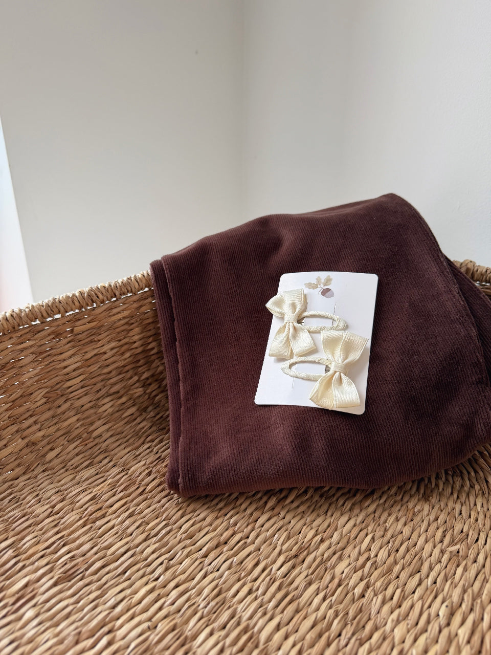 SATIN BOW PIGTAIL SET - CHAMPAGNE