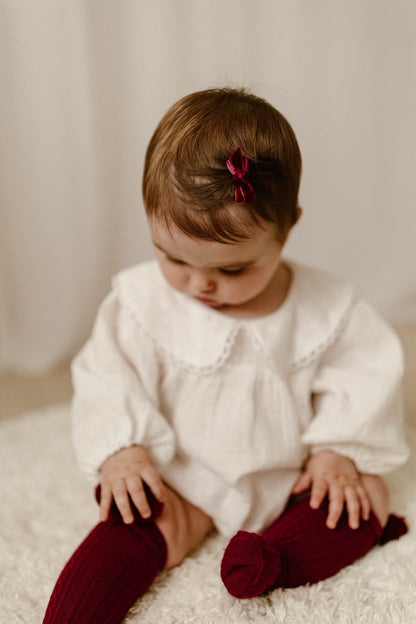 WHITE MUSLIN COTTON COLLARED ROMPER