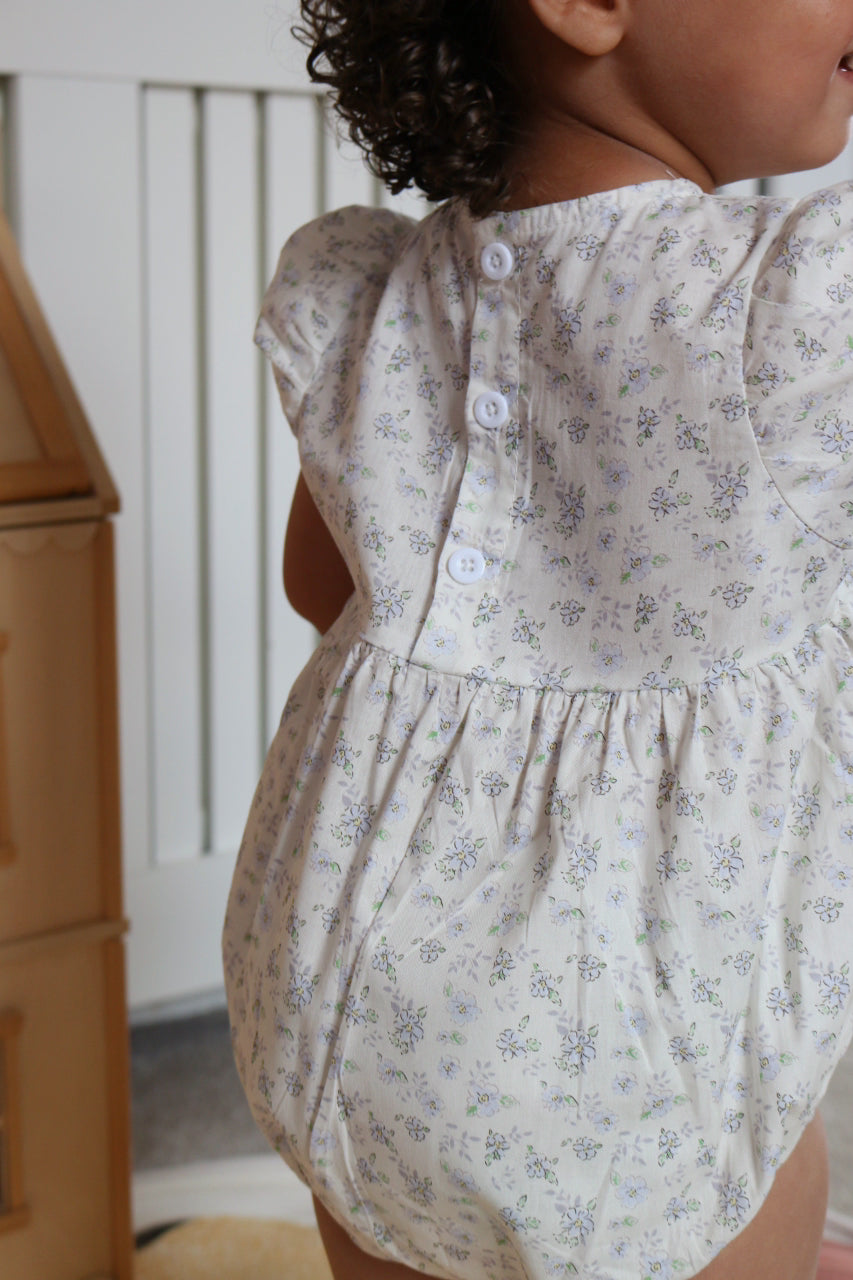 DAINTY BLUE FLORAL COTTON ROMPER