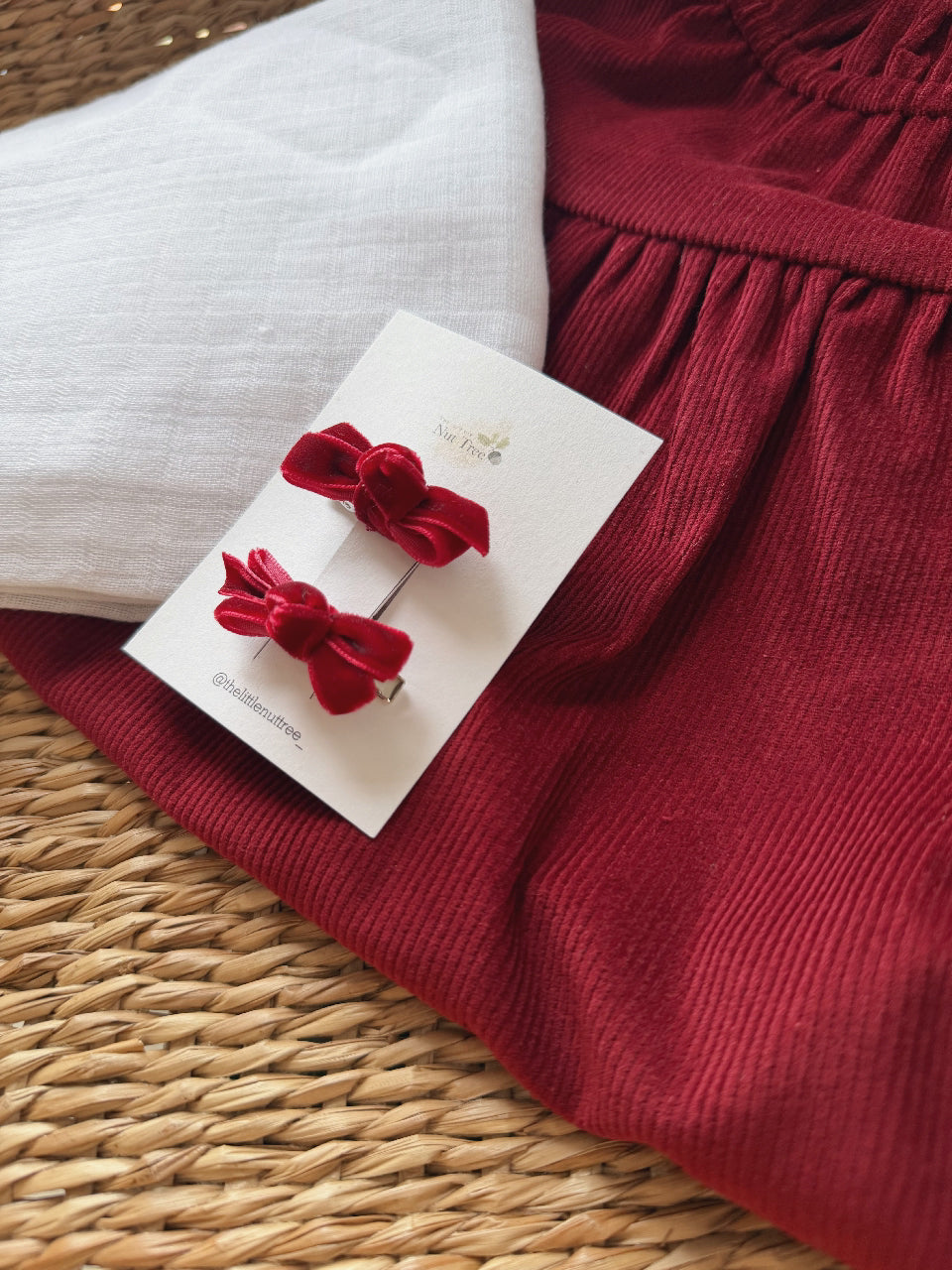 VELVET PETIT BOW SET - BERRY KISS