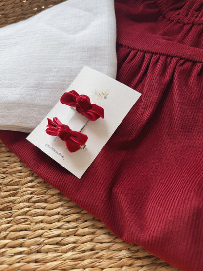 VELVET PETIT BOW SET - BERRY KISS