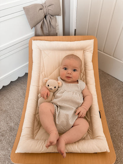 NEUTRAL STRIPE COTTON ROMPER - BLUE