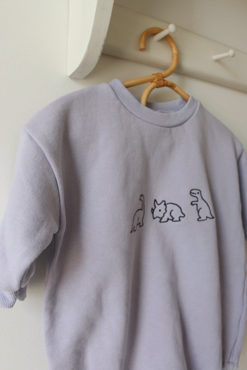 DINOSAUR EMBROIDERED JERSERY ROMPER