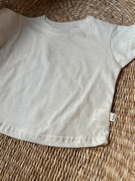 BOXY STYLE LINEN T-SHIRT - OATMEAL