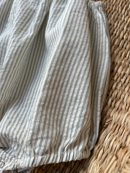 NEUTRAL STRIPE COTTON ROMPER - BLUE