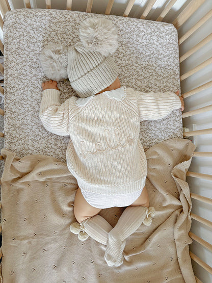 'Hello' Soft Knit Oatmeal Cardigan image 1
